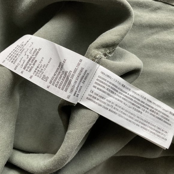 Oversized Long Sleeve Shirt Dress, Distressed Olive Green, Abercrombie & Fitch - Picture 9 of 10